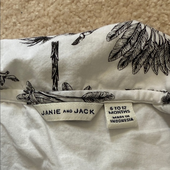 Janie and Jack Black and White Palm Print Romper - Picture 2 of 4